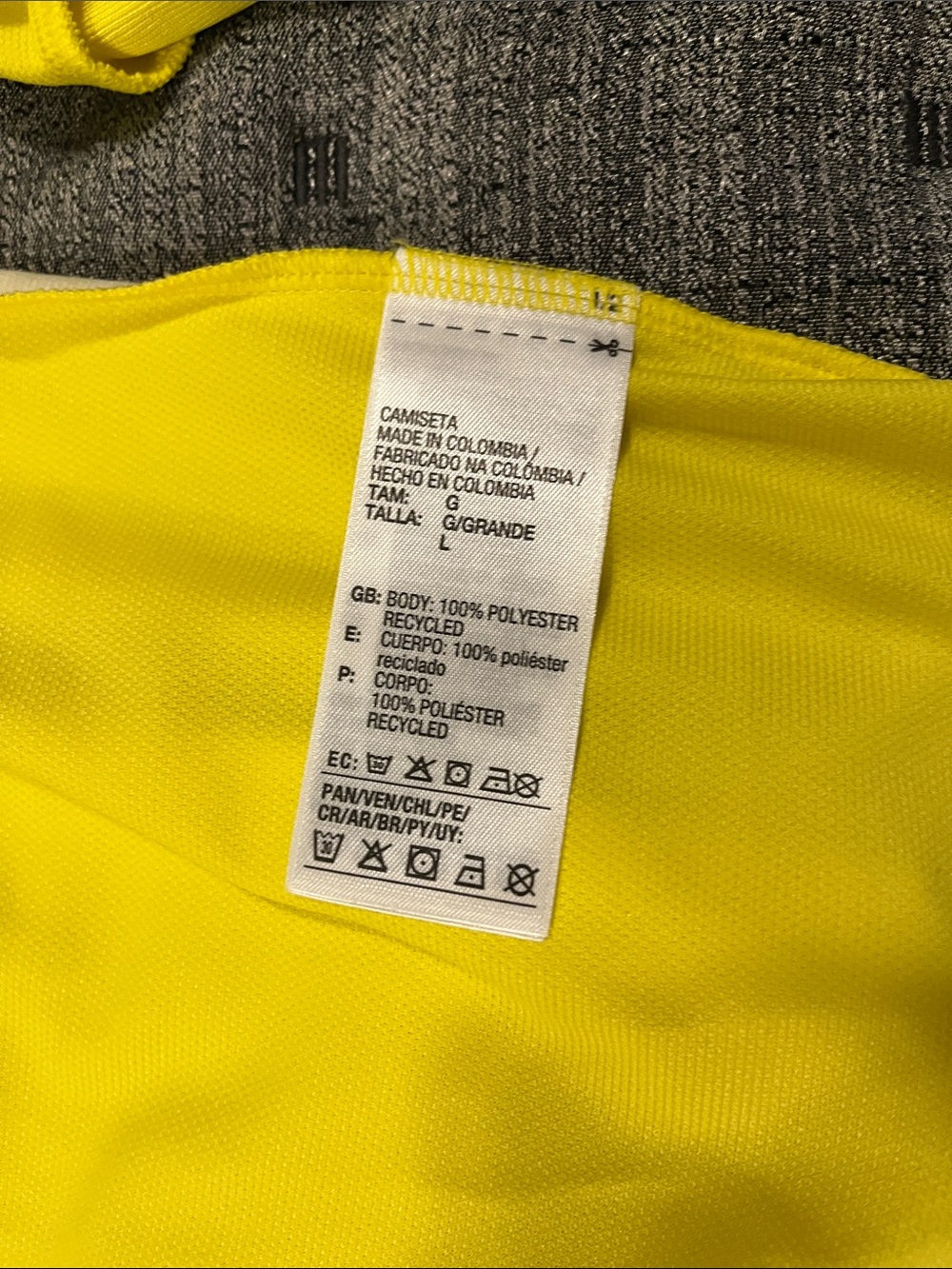 Addidas Man Colombia Yellow Soccer Jersey with Red & Navy Accents - Picture 6 of 6